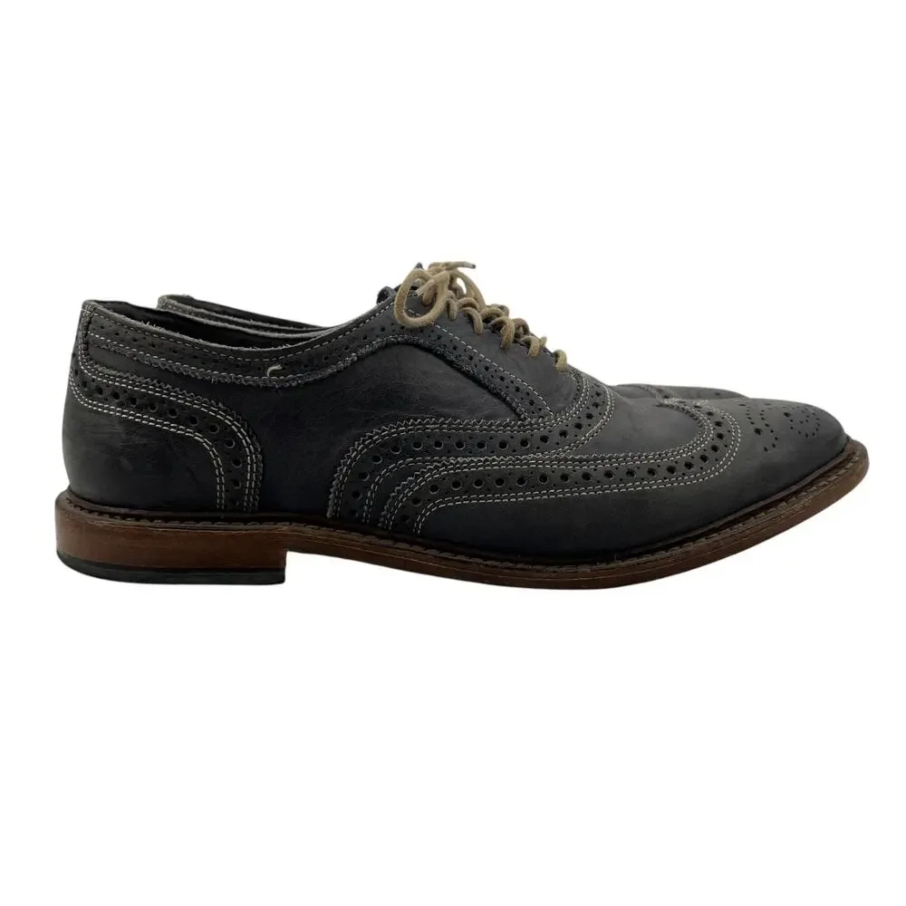 Allen Edmonds Mens 10.5 Shoe Chalkboard Gray Leather Neumok Wingtip Oxford Dress