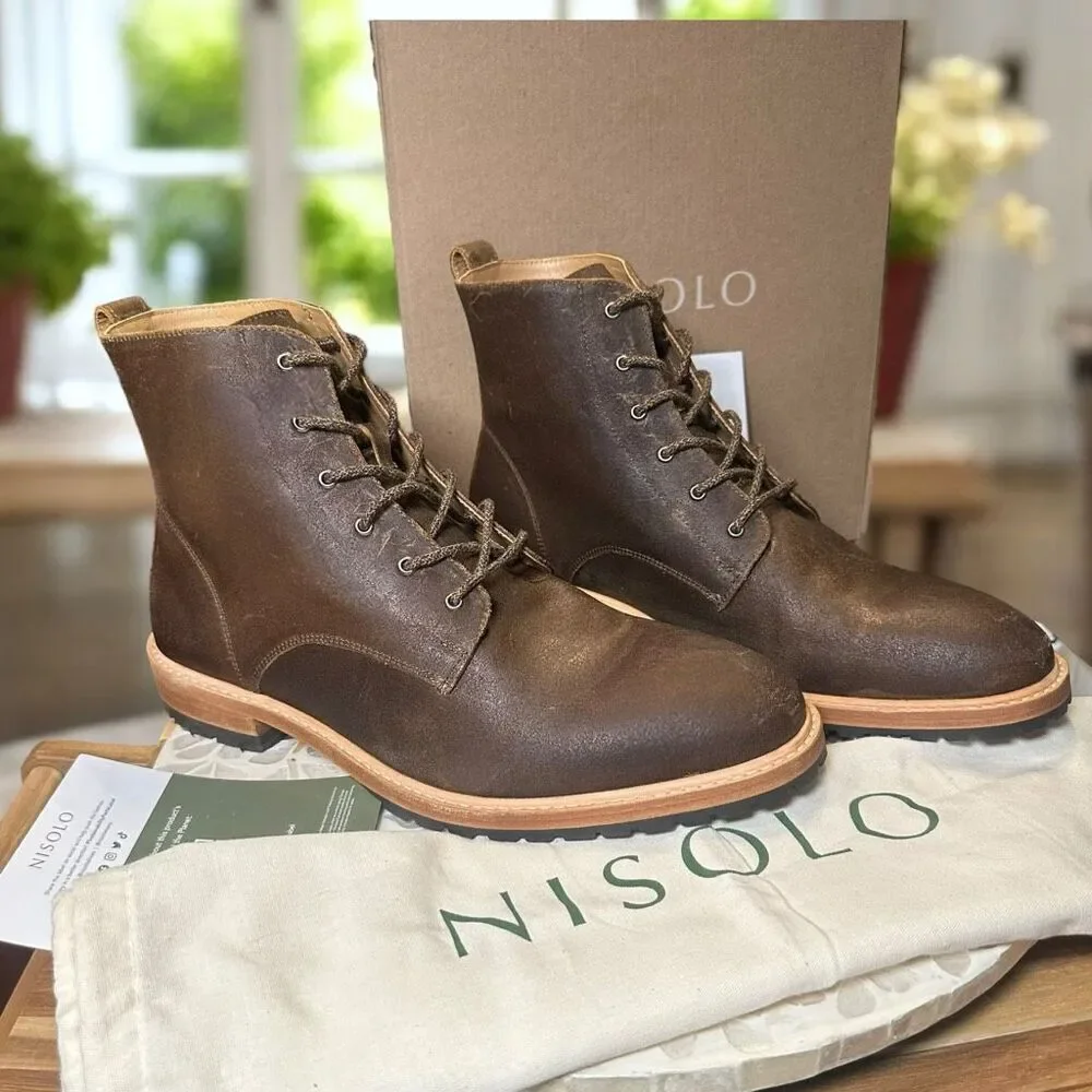Nisolo $300 All-Weather Martin Andres Boot Waxed Leather Goodyear Welt Mens 11