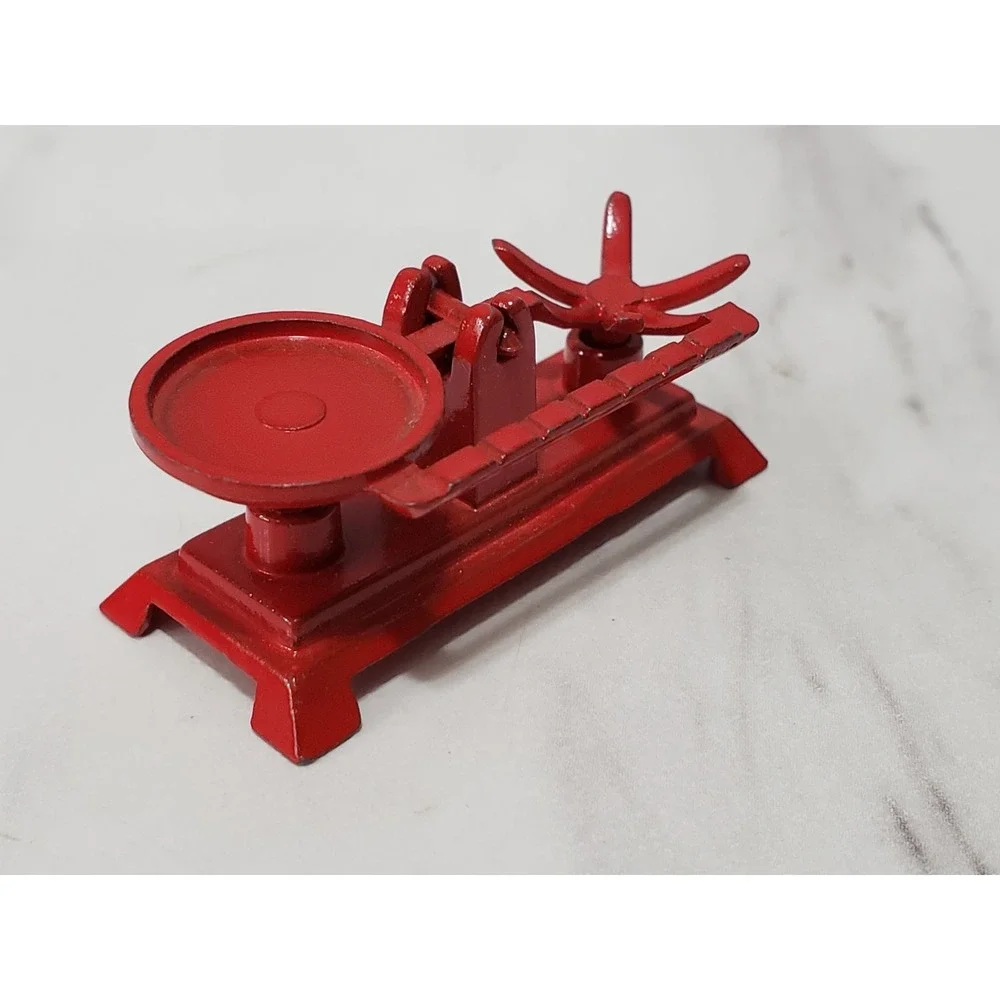 vintage Red Metal dollhouse miniature General store Kitchen scale balance