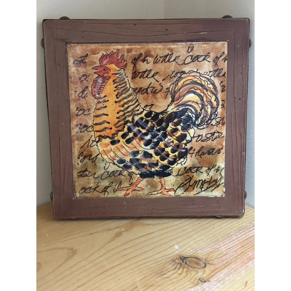 Anne Ormsby Rooster Mosaic‎ Trivet Creative Enterprises NCE 2000 Kitchen Decor