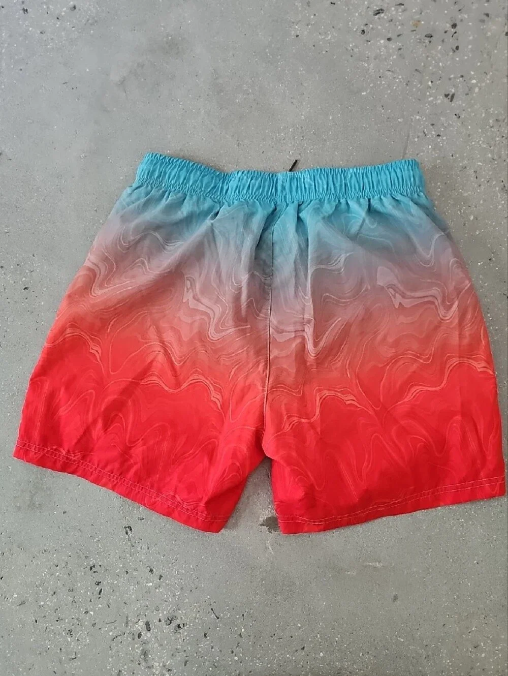 Men's Gradient Swim Trunks in Turquoise & Coral, Size Small
