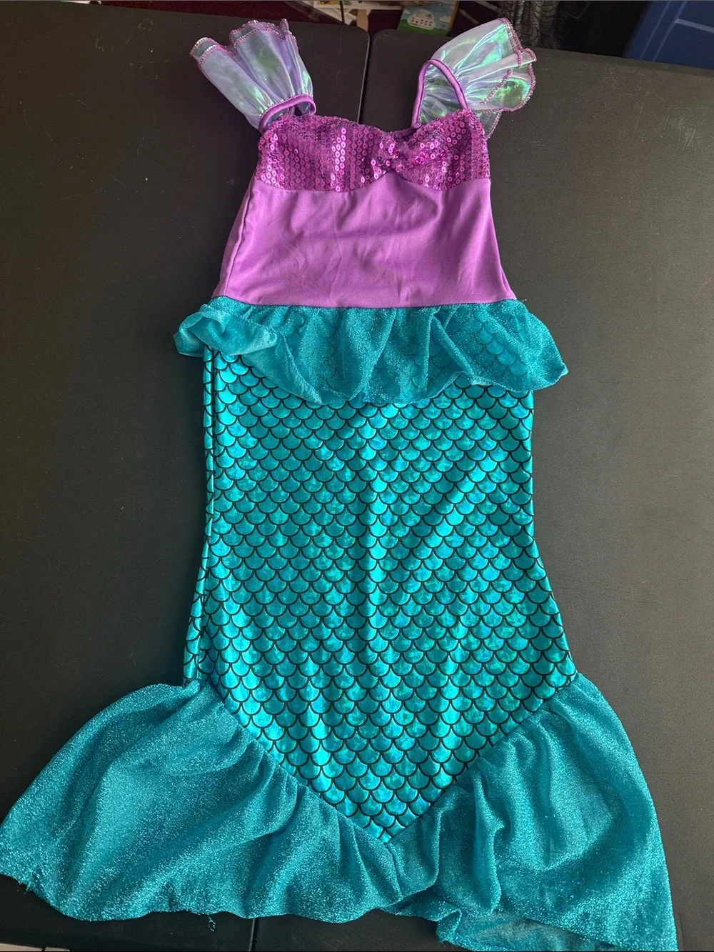Girls Mermaid Costume Dress in Purple and Teal