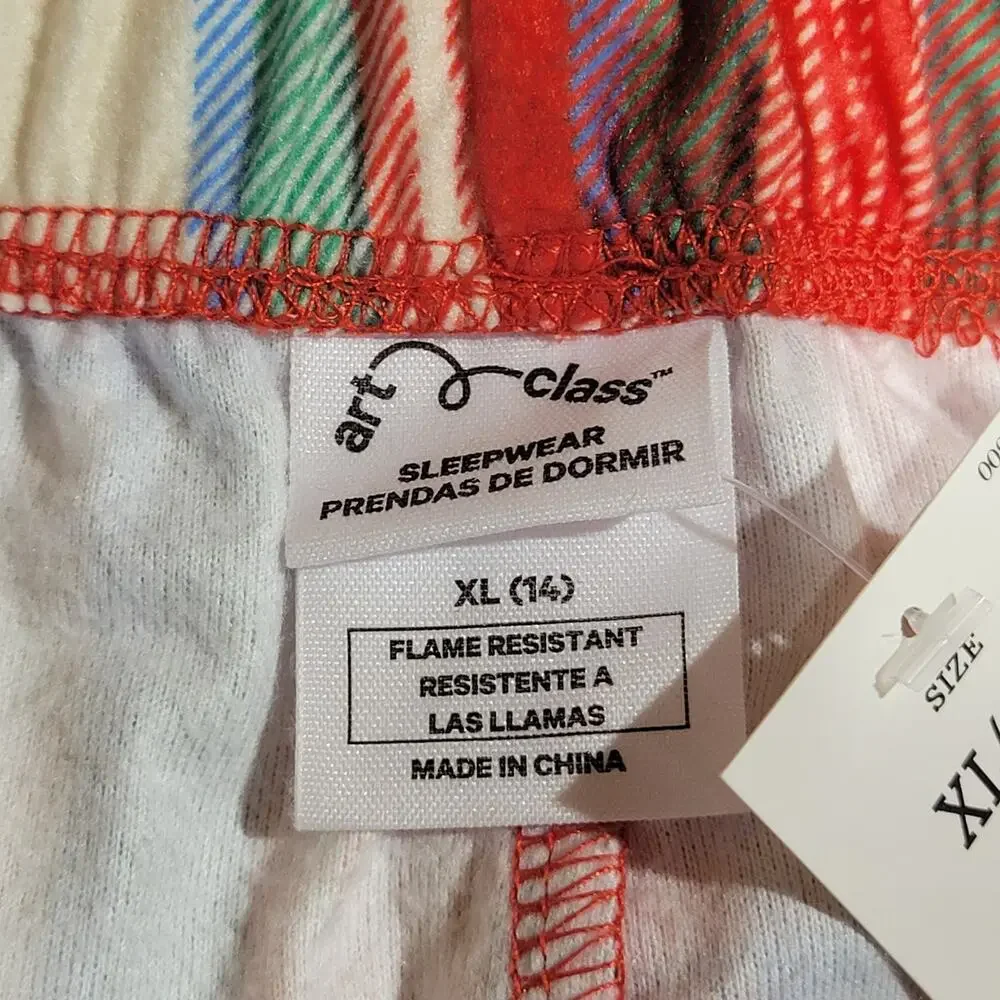 Art Class Long Sleeve Holiday Pajamas, Multi-color, Youth Sz XL, NWT