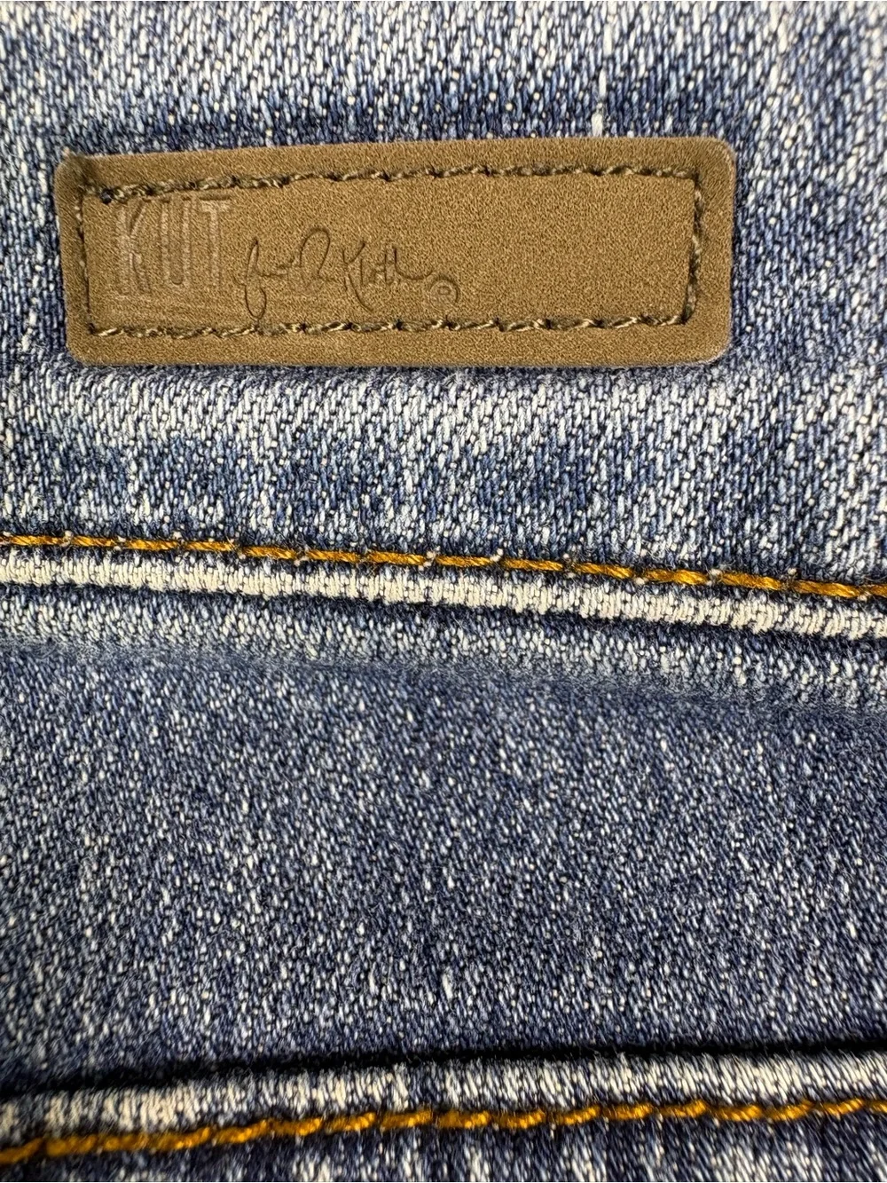 Kut from the Kloth Boyfriend Straight Leg Slight Distressed Blue Jeans