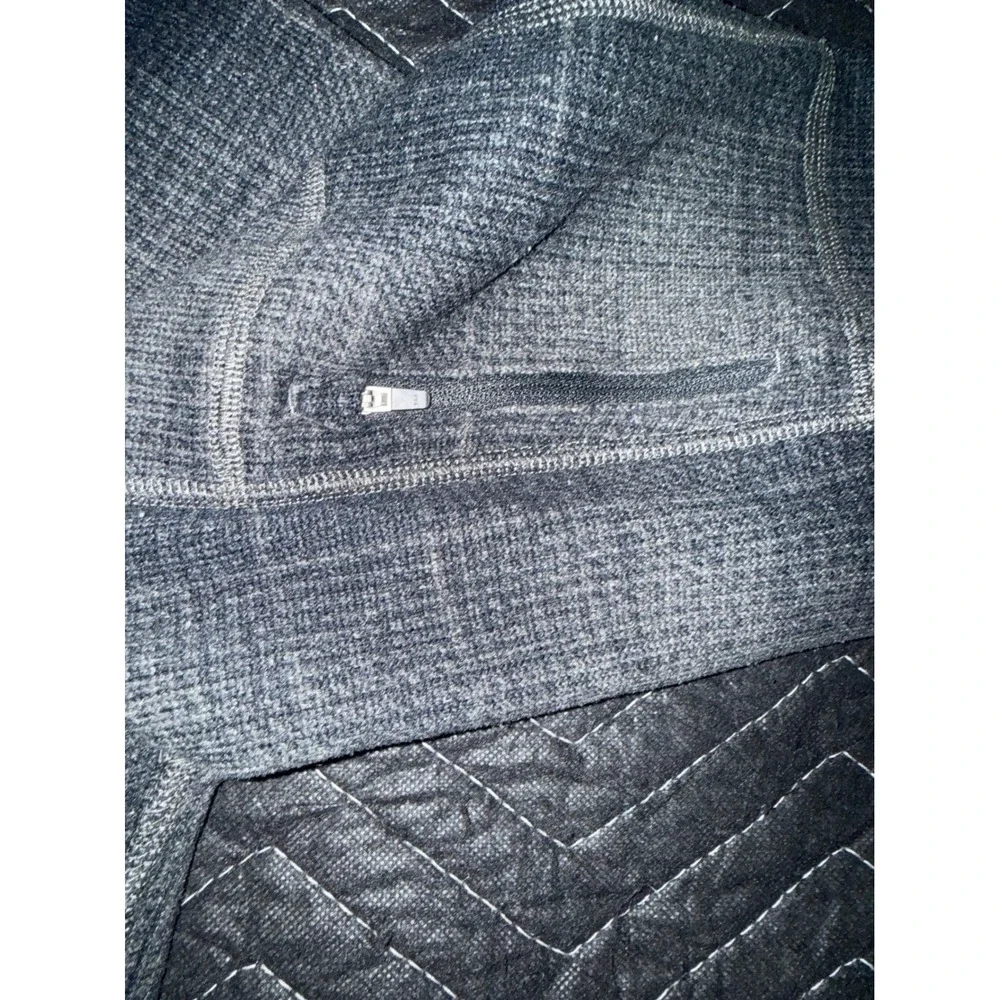 The North Face Plaid Quarter Zip Fleece Pullover Mens Medium Grey Check Pocket