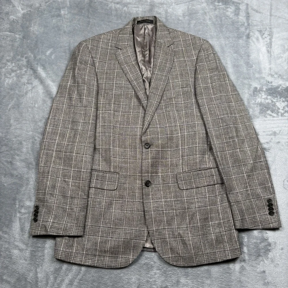 Jos A Bank Reserve 40L E Thomas Italy Wool Silk Linen Sport Coat Plaid Blazer