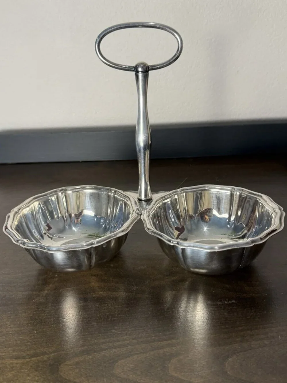 Vintage E&L Deffert Stainles Steel Double Condiment Server Relish Dish Germany