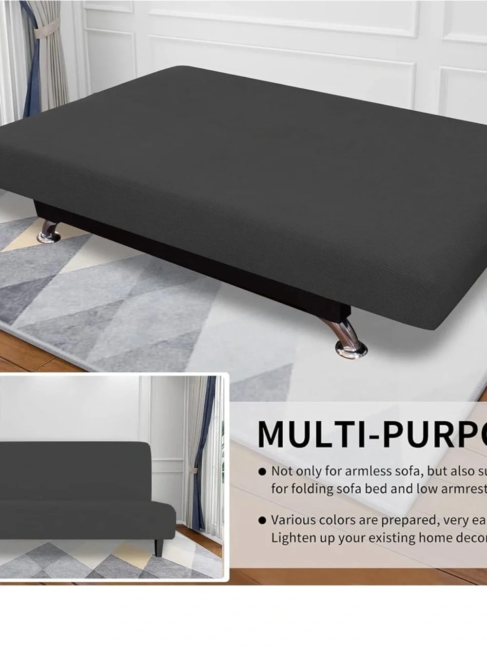 Dark Gray Stretch Futon Cover