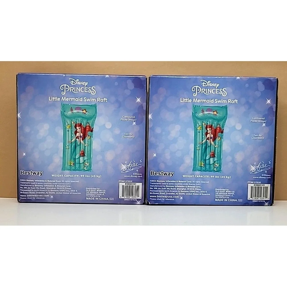 2-Pack Disney Princess Little Mermaid Ariel Kids Inflatable Swim Raft/Pool Float