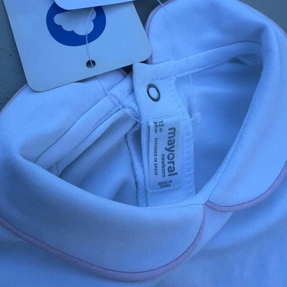 Mayoral Pink and White Nightgown Pajamas NWT Color White 12 Months Newborn Onsie
