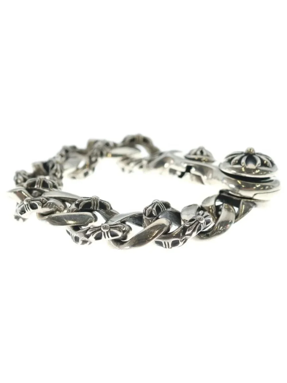 Chrome Hearts Fncy Chn Lnk Fancy Link Clip Bracelet 12 Links Silver