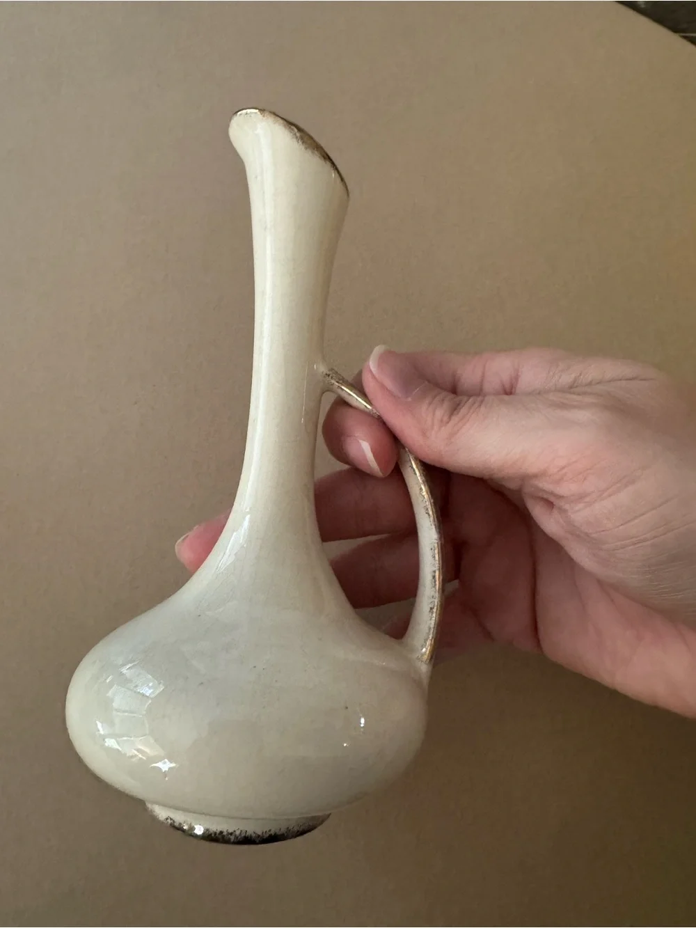 Vintage Ivory Pitcher Vase with 22kt Gold Trim