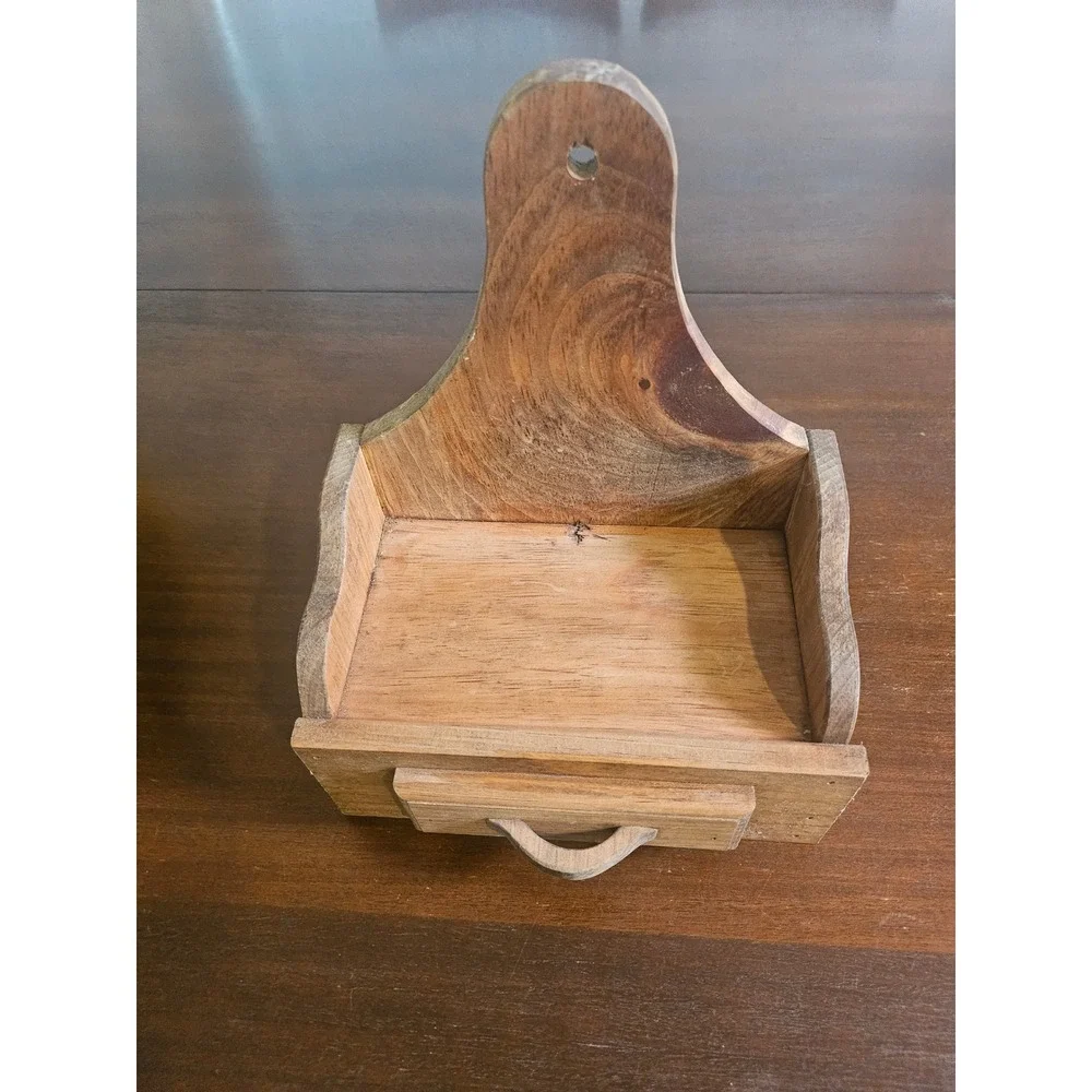 Vintage Wall Mounted Mail Key Holder Organizer Brown Rustic Wood Farmhouse