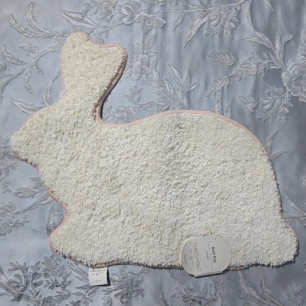 Easter Bunny Shaped Non-Slip Bath Rug White 20