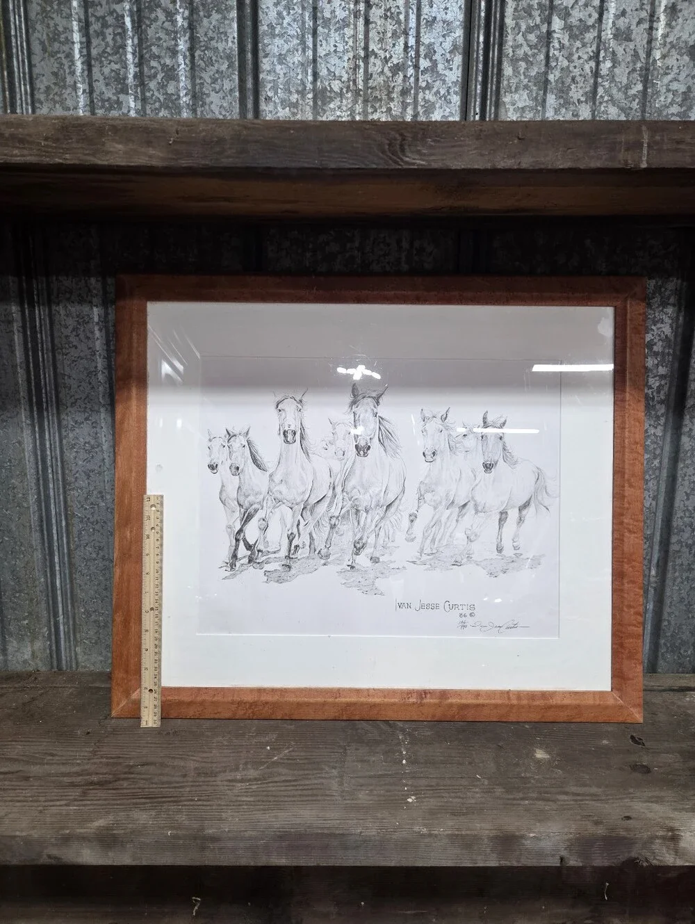 Van Jesse Curtis Signed & Numbered Wild Horses Sketch Art Print 126/990
