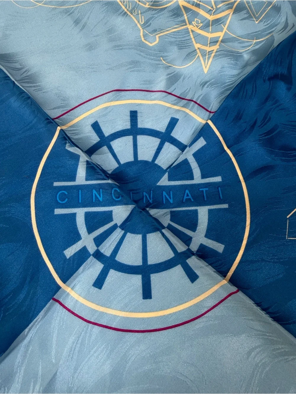 Blue Architectural Print Silk Square Scarf