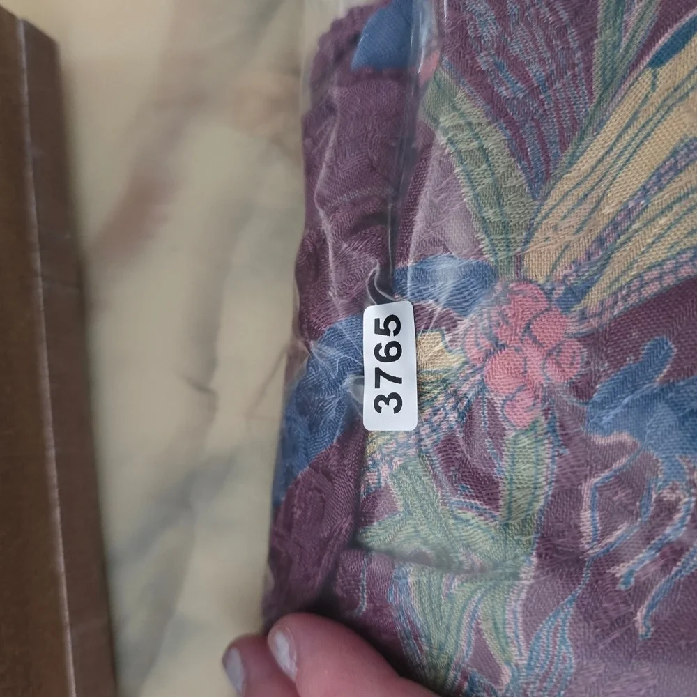April Cornell Rayon Square Scarf Purple Butterfly Dragonfly Floral Jacquard 37