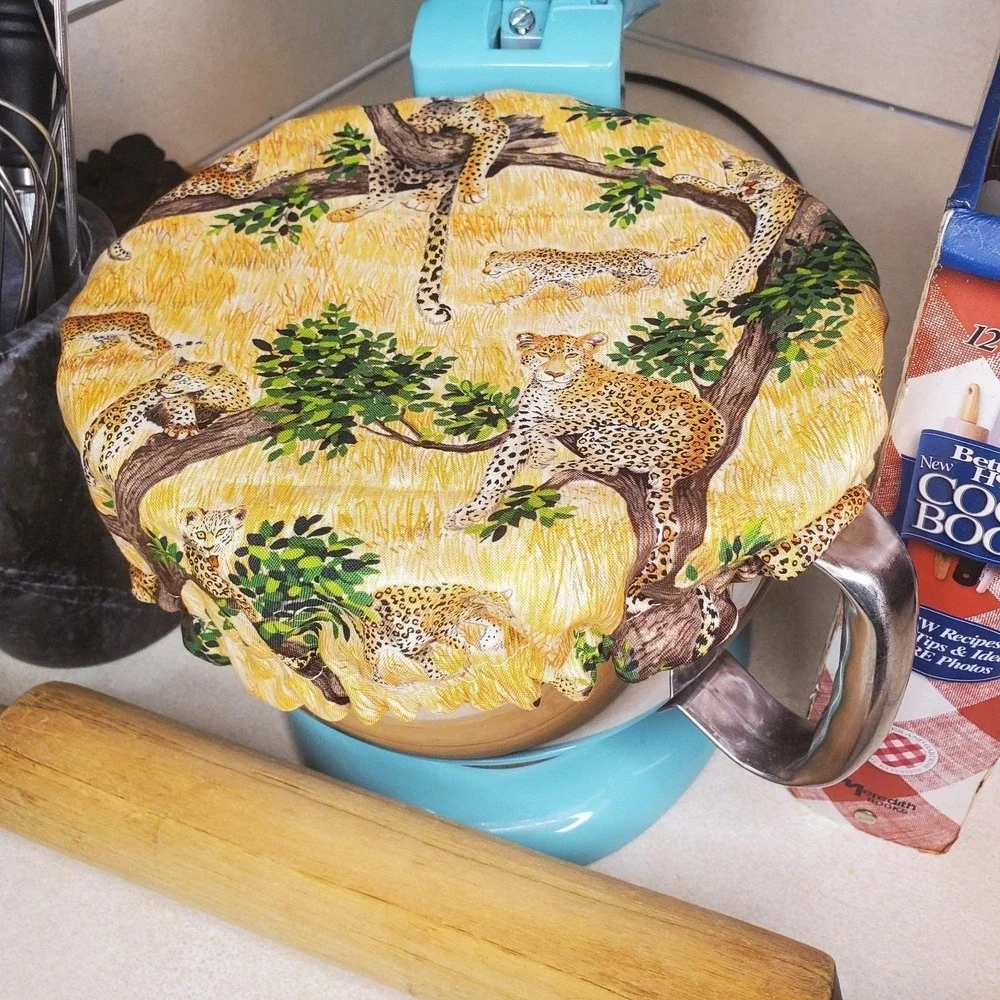 Jungle Cheetah Reversible KitchenAid‎ Mixer Mixing Bowl Cover Bread Baking