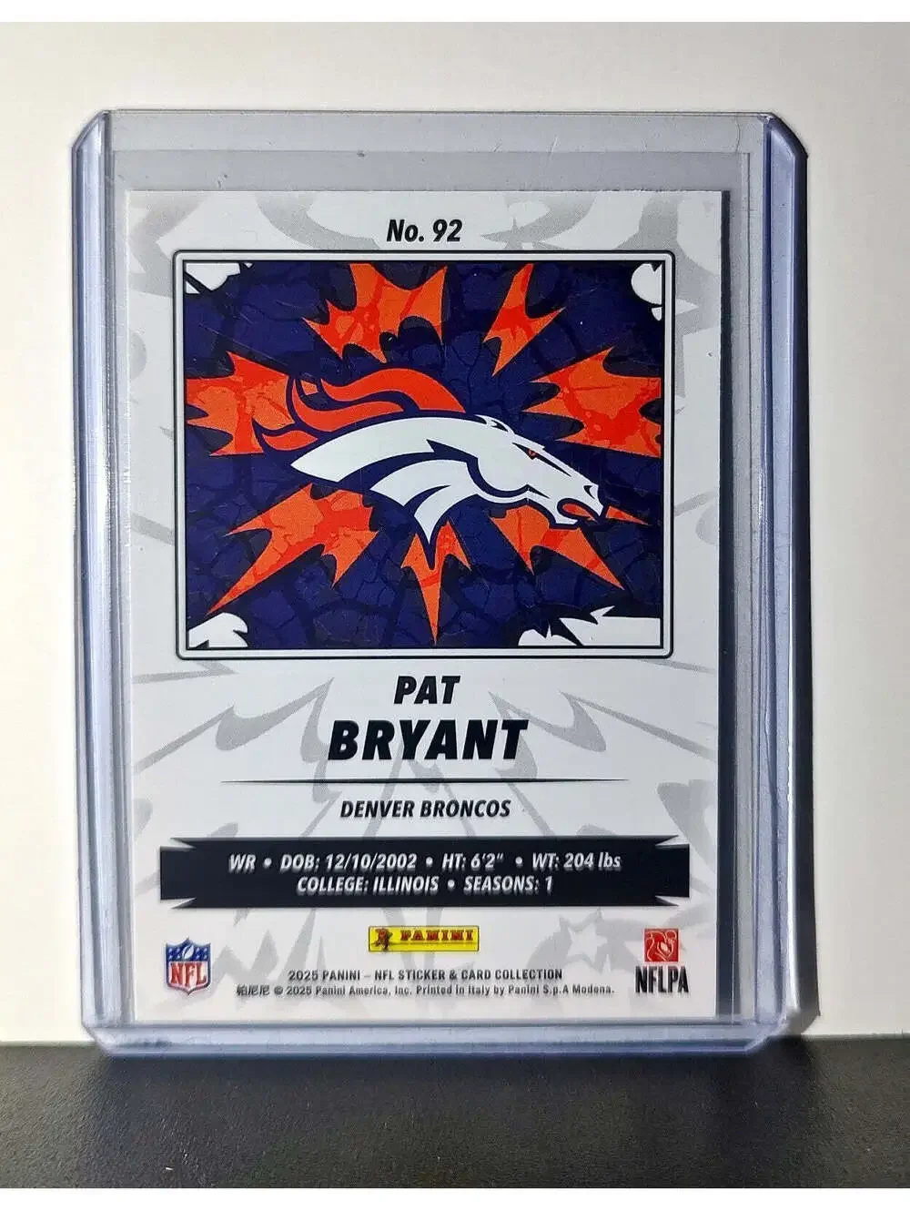 Pat Bryant Rookie 2025 Panini NFL #92 Foil Sticker Card Denver Broncos