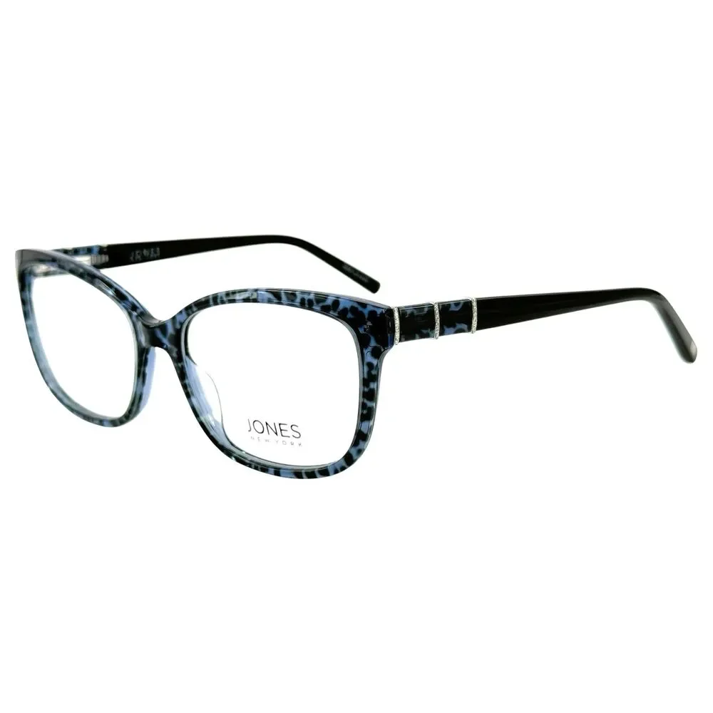 Jones New York J779 Womens Plastic Eyeglass Frame Blue Leopard 54-16