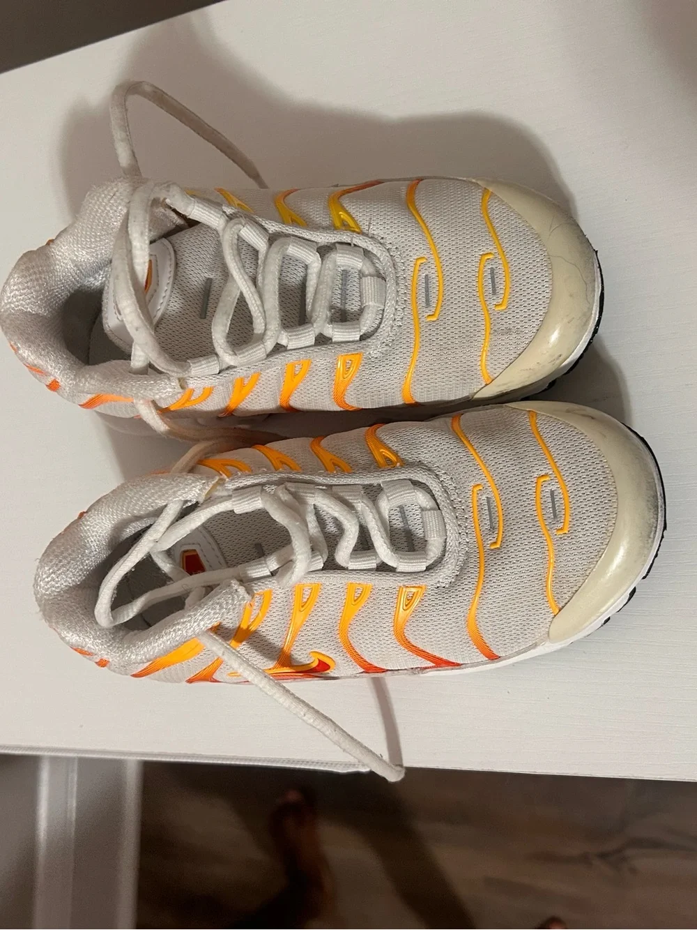 Nike Kids White Sneakers with Orange Trim