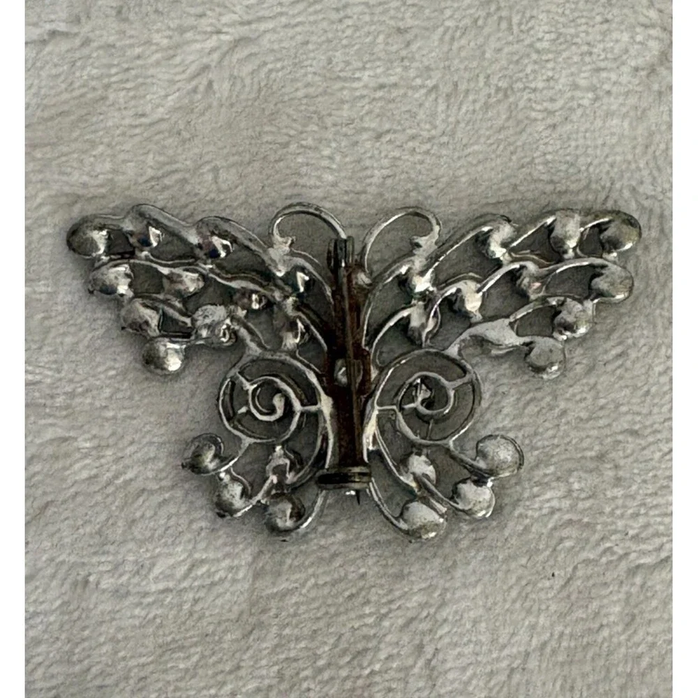 Vintage Silver-Tone Filigree BUTTERFLY Brooch/Pin