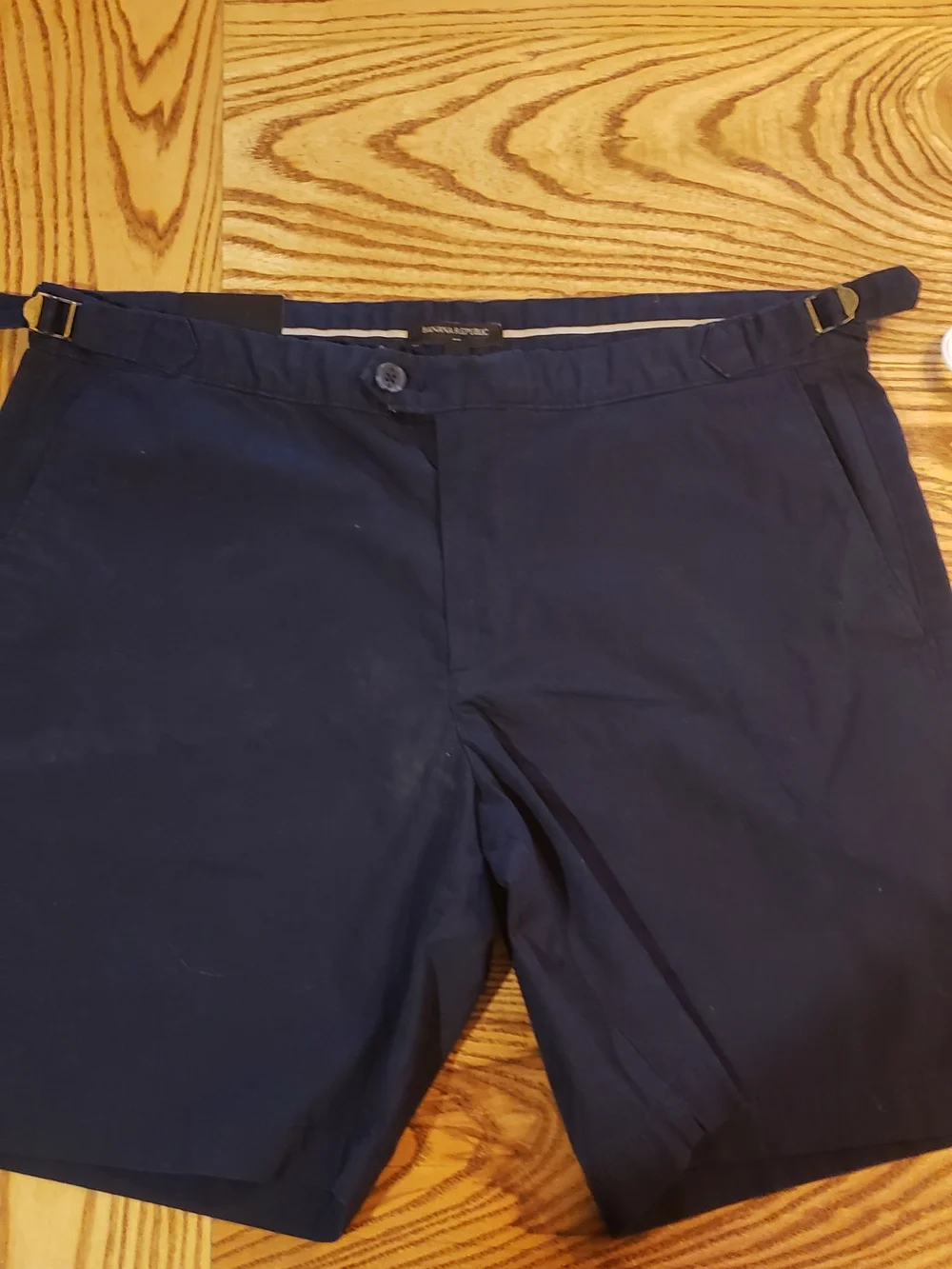Banana Republic Classic Navy Cotton-Blend Chino Shorts with Side Adjusters