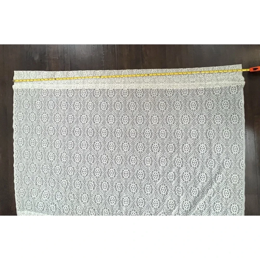 Vintage Ivory Lace Curtain Panel Valance 57x40 Floral Medallion Cottagecore Chic
