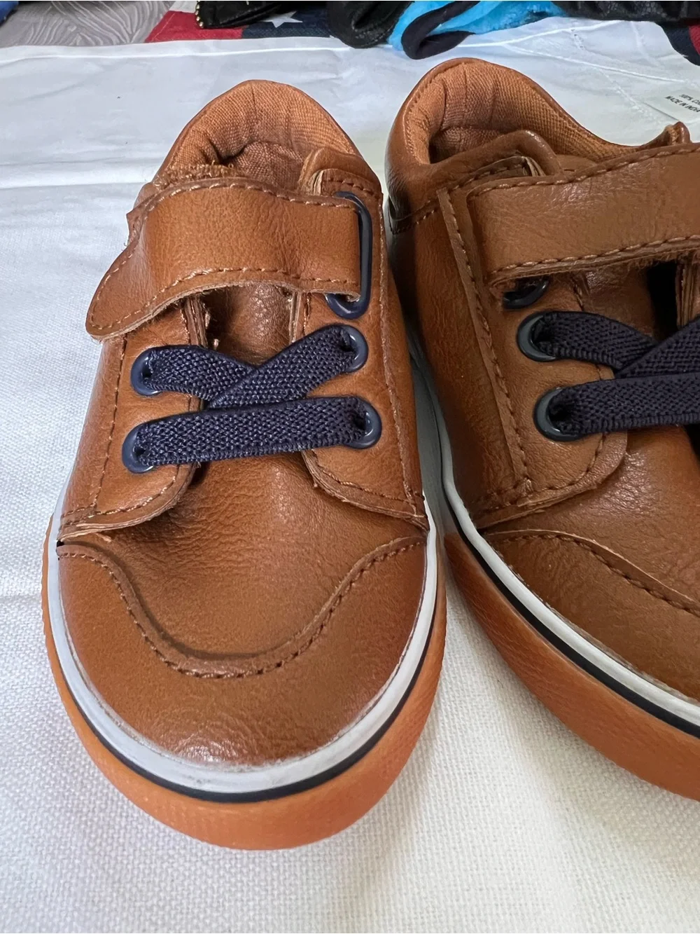 Cat & Jack Toddler Sneakers New Size 7 Brown Faux Leather Hook & Loop