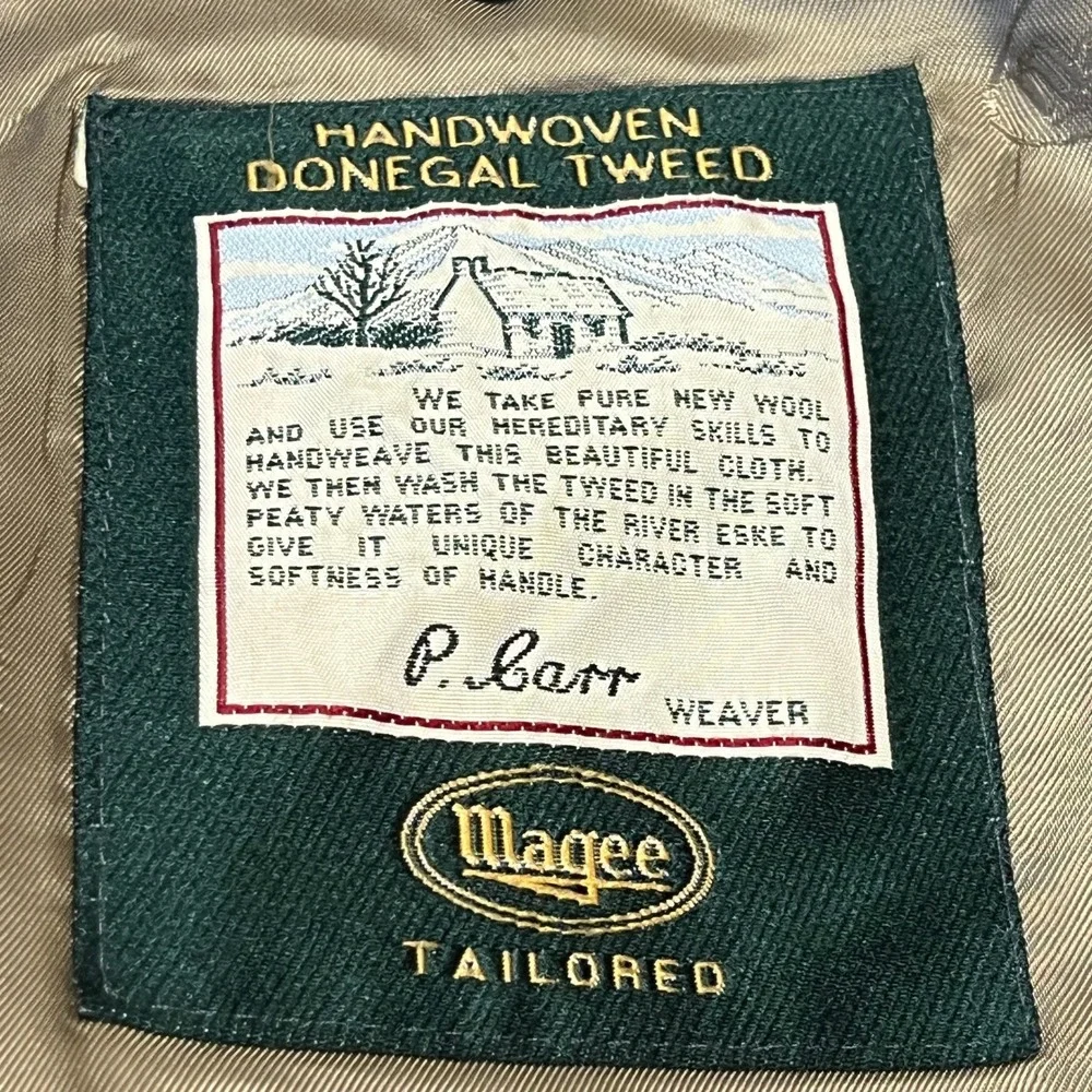 VTG Magee Donegal Tweed Blazer 42R Est Handwoven Irish Pure Wool Herringbone