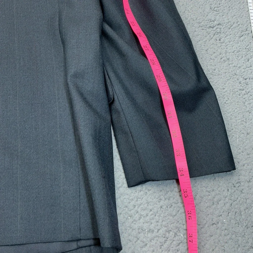 Vintage Pierre Balmain Blazer Mens 42 Short Gray Pinstripe Double Breasted Wool