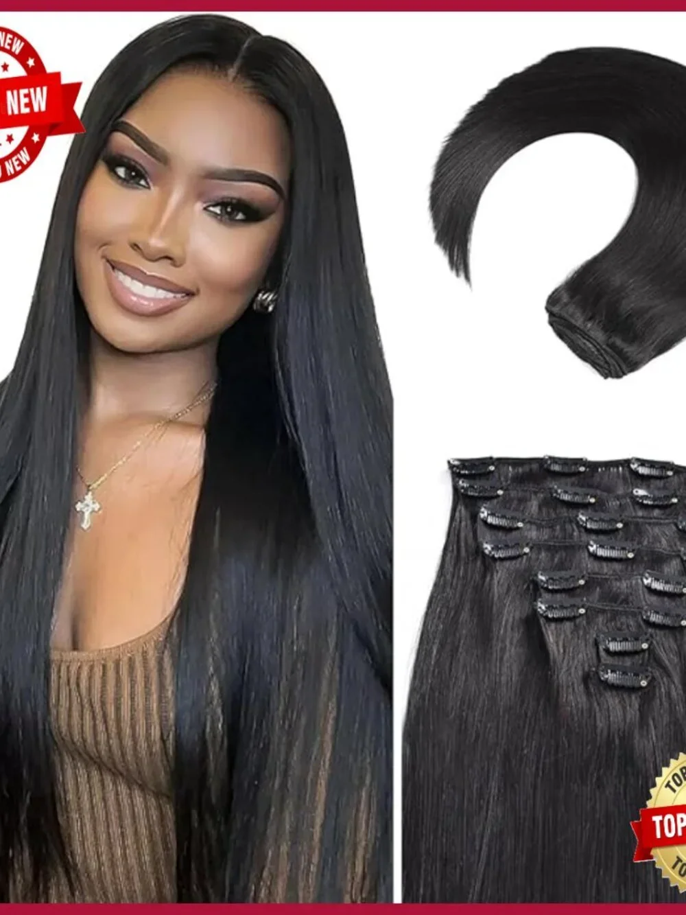 22 Inch Clip In Human Hair Extensions 110g 8pcs Set Double Weft