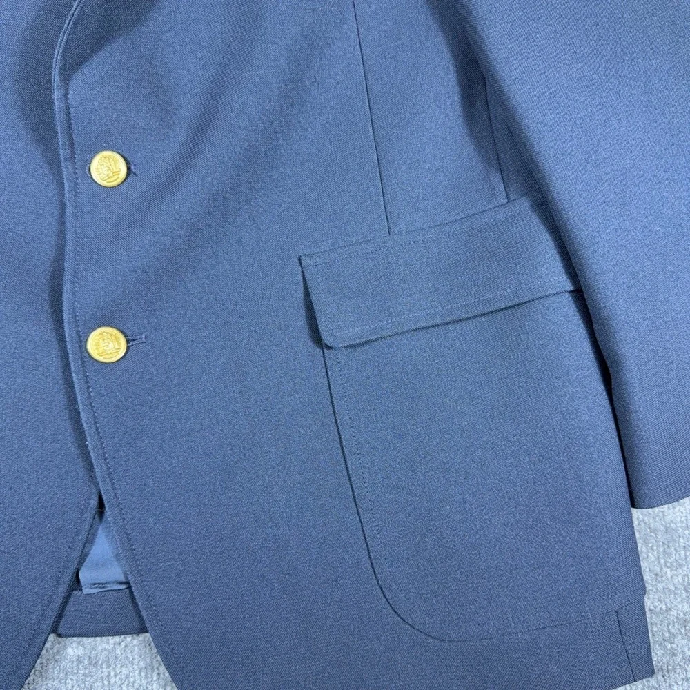 Hardwick Clothes Mens Navy Blue Blazer Gold Crest Buttons Sport Coat USA Made