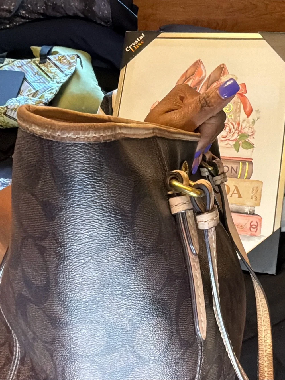 Coach Brown Signature Canvas Tote with Tan Leather Straps