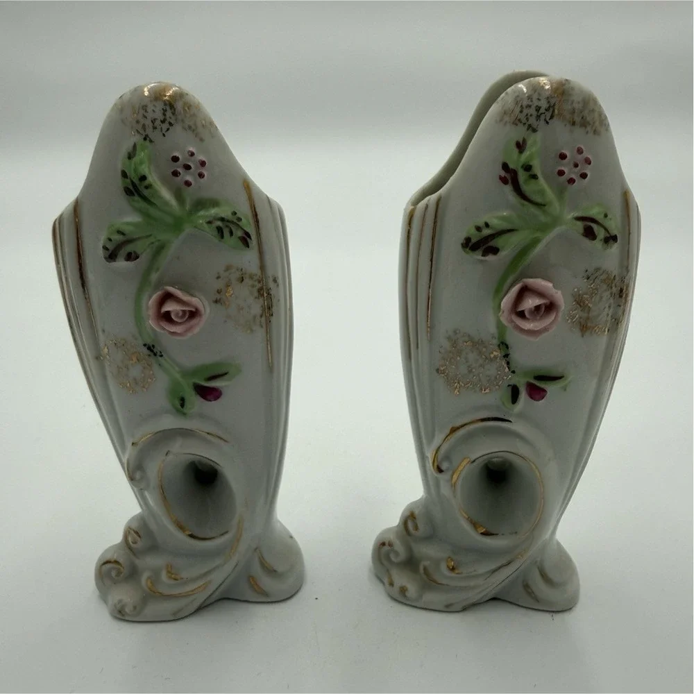 Vintage‎ Porcelain Double Bud Vases,