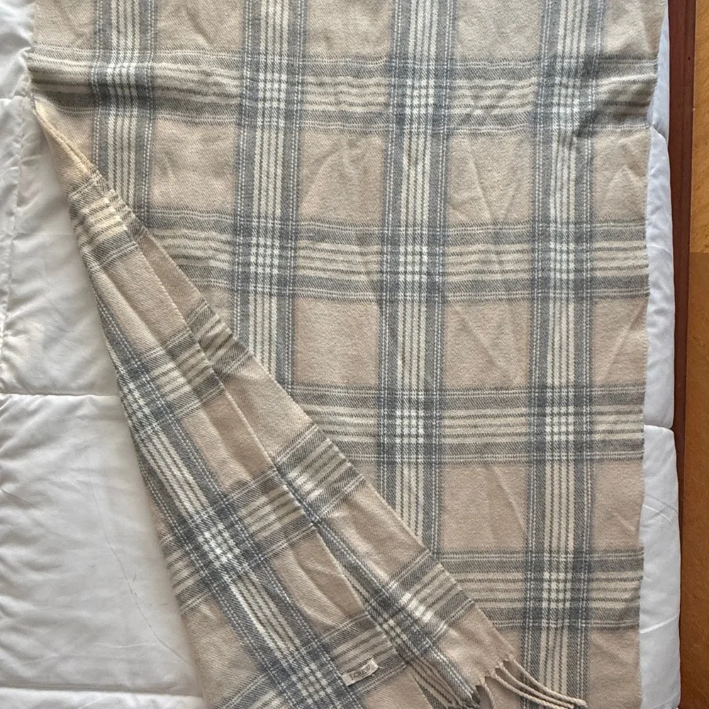 J. Crew Beige and Gray Plaid scarf