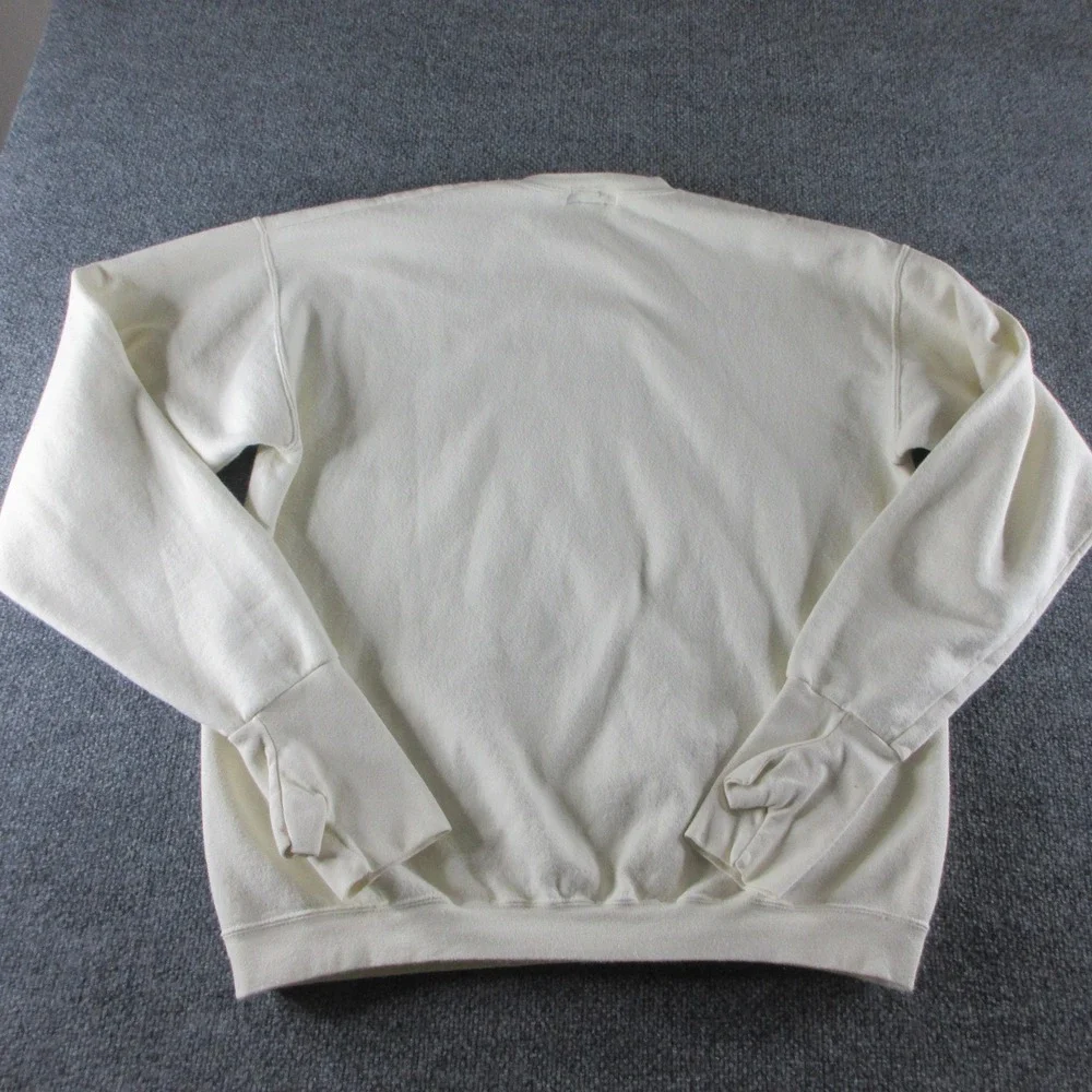 VINTAGE Polo Ralph Lauren Sweatshirt Mens XL White Fleece Crew Neck Pullover 90s