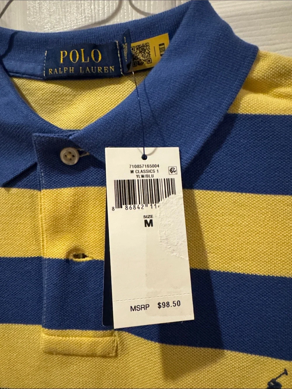 Polo by Ralph Lauren Blue & Yellow Horizontal Stripe Polo