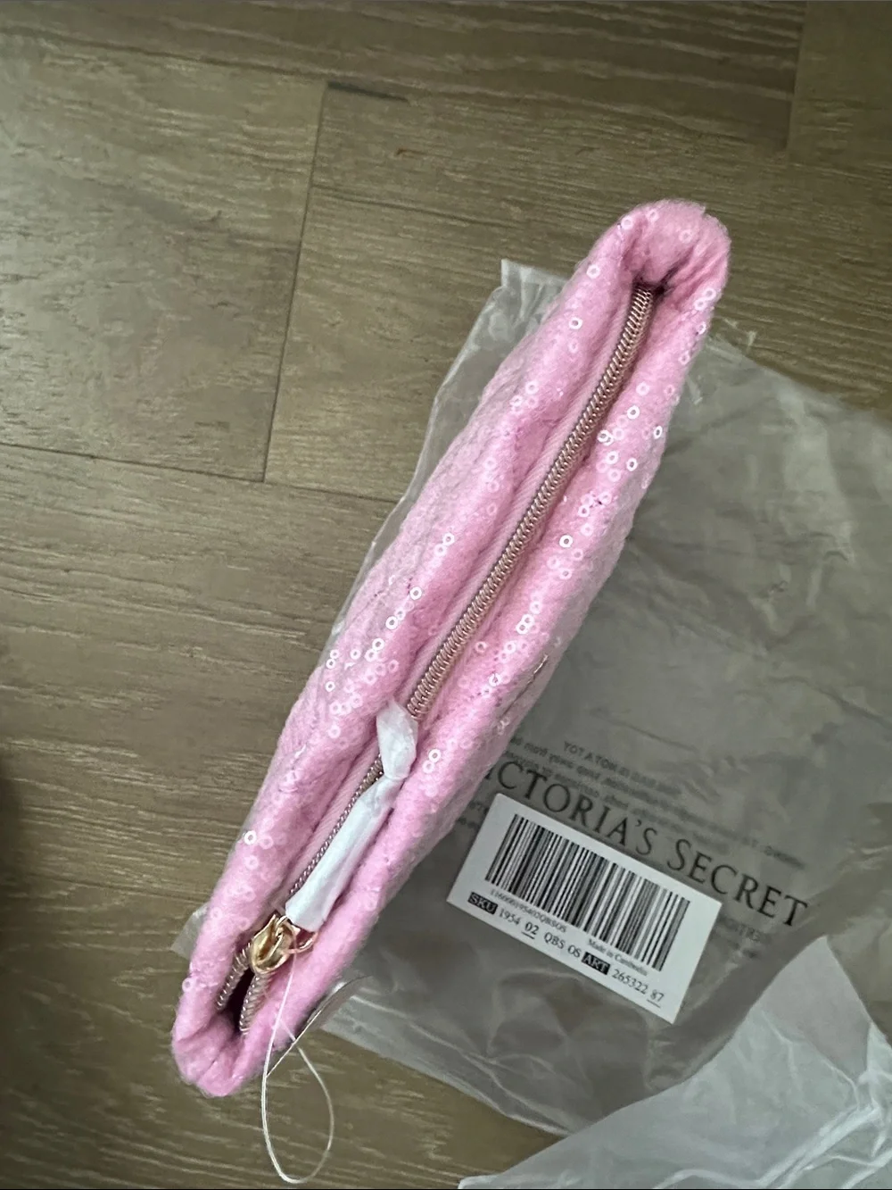 NWT Victoria's Secret Pink Sequin Quilted Cosmetic Pouch
