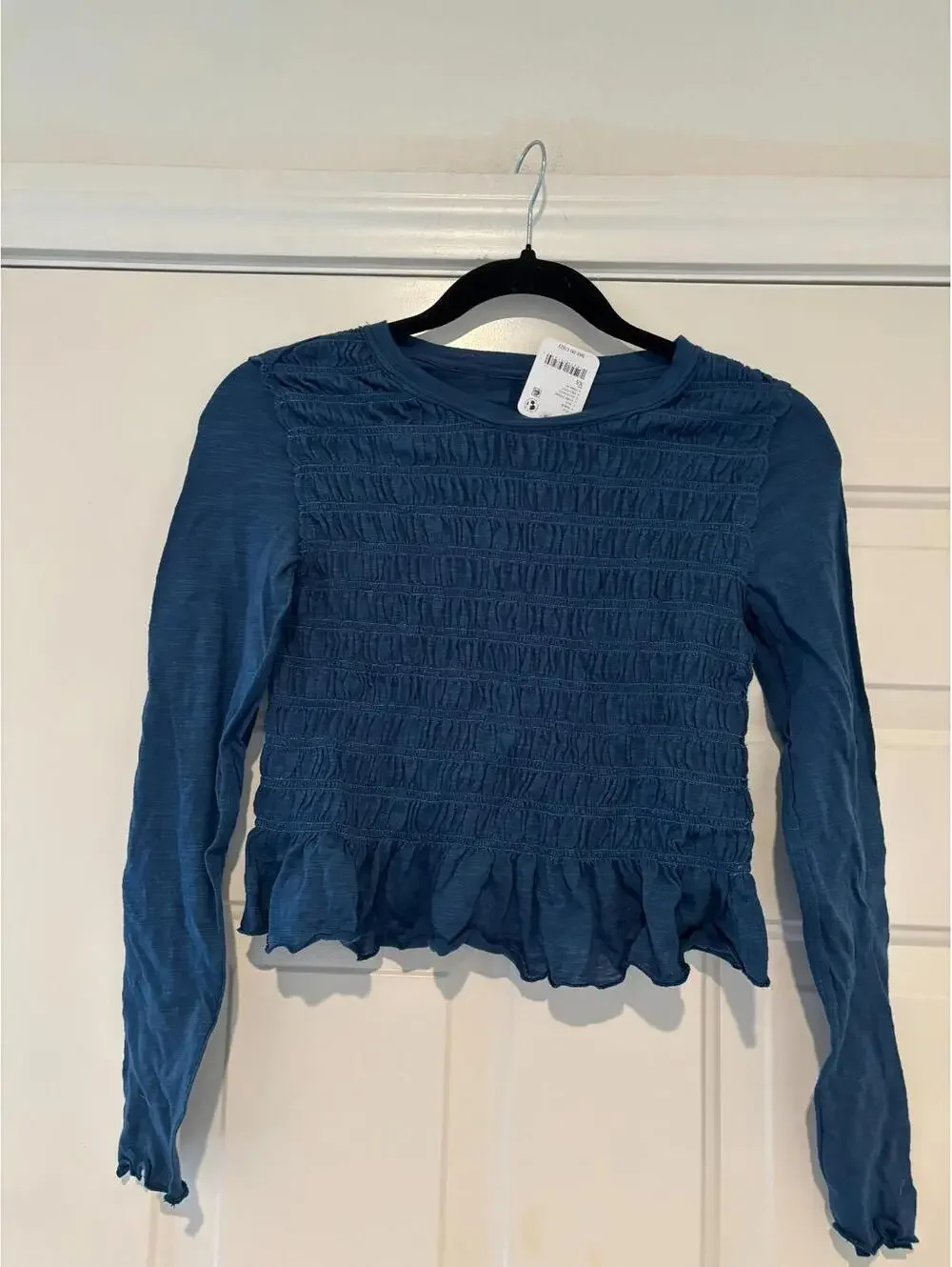 Womens boho Free People blue long sleeve XS shirt #189‎