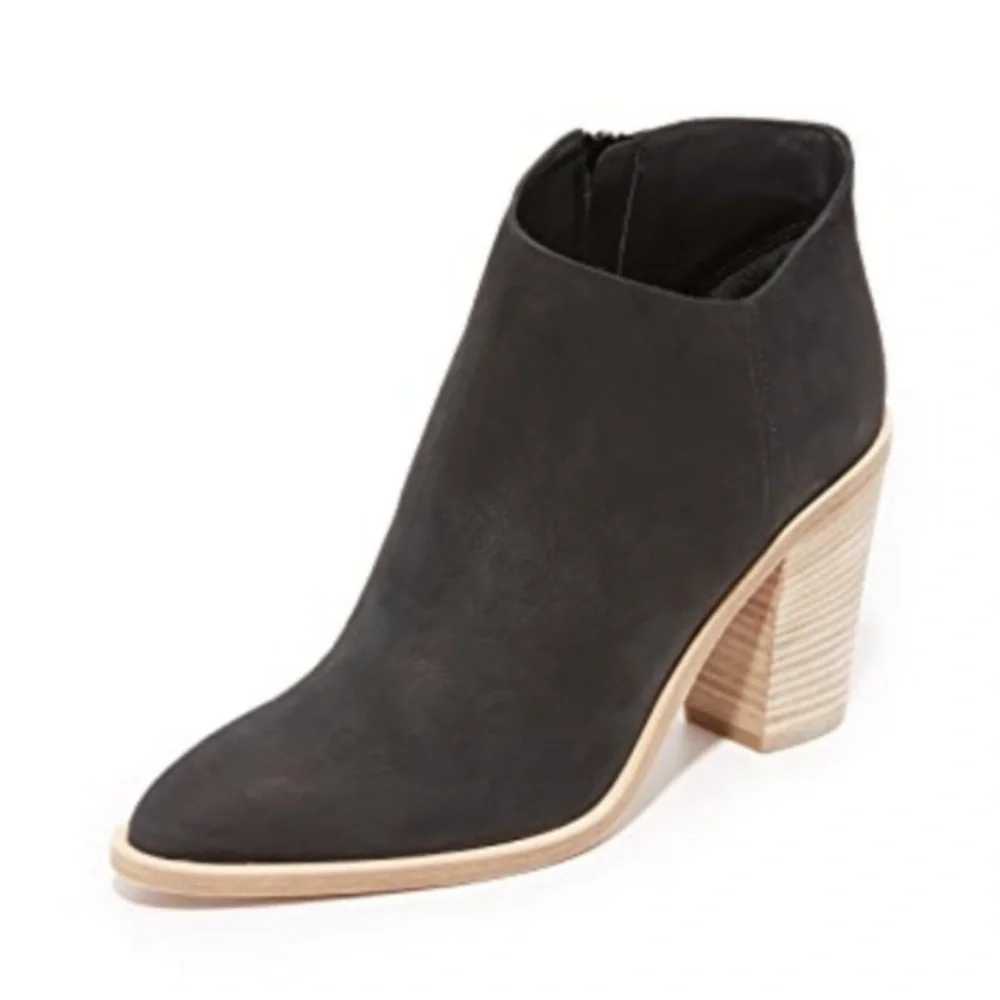 Vince. || Easton Heeled Ankle Booties Nubuck Leather Black 39‎ US 9