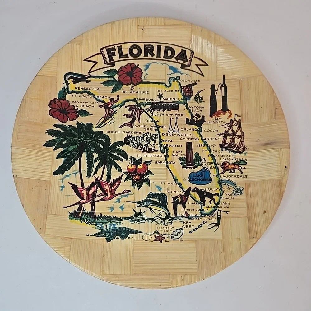 Vintage Florida Landmark‎ Bambo Tray STORAGE UNIT