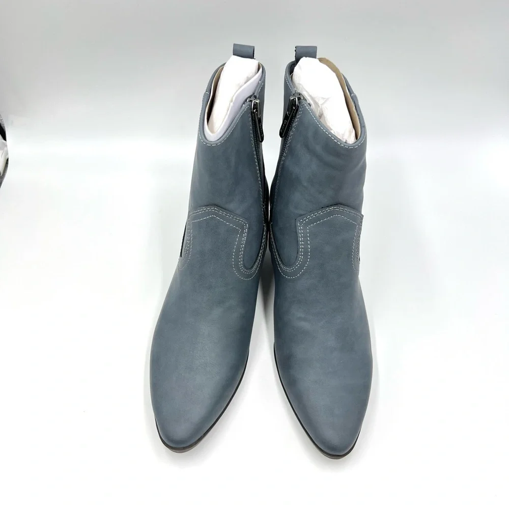 Circus NY Sam Edelman Size 6.5 Garth Gray‎ Blue Faux Vegan Leather Western Boots