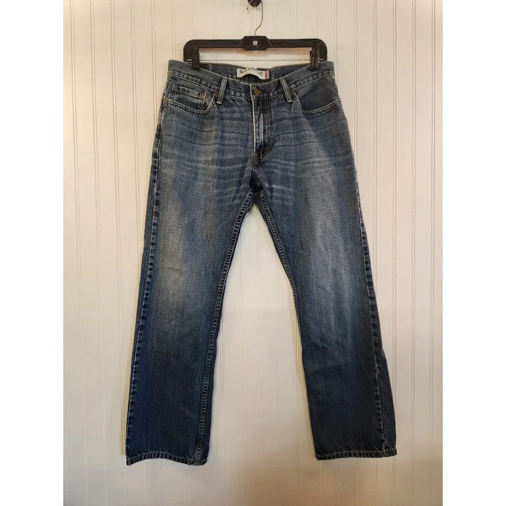 Levis 514 Slim Straight Jeans Mens 34x32‎ Medium Wash Blue Denim Rugged Casual