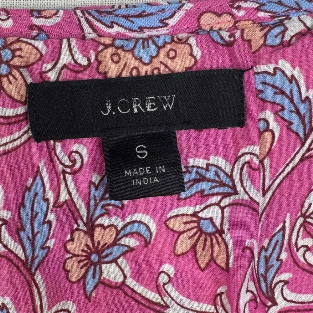 J.‎ Crew Floral Print Boho Long Sleeve Voile Top size Small Pink