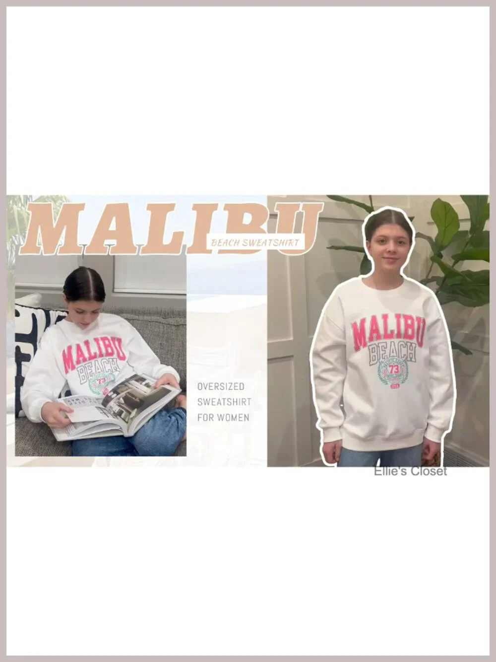 Preppy Letter Graphic Oversized Sweatshirt Crewneck Pullover for Girls