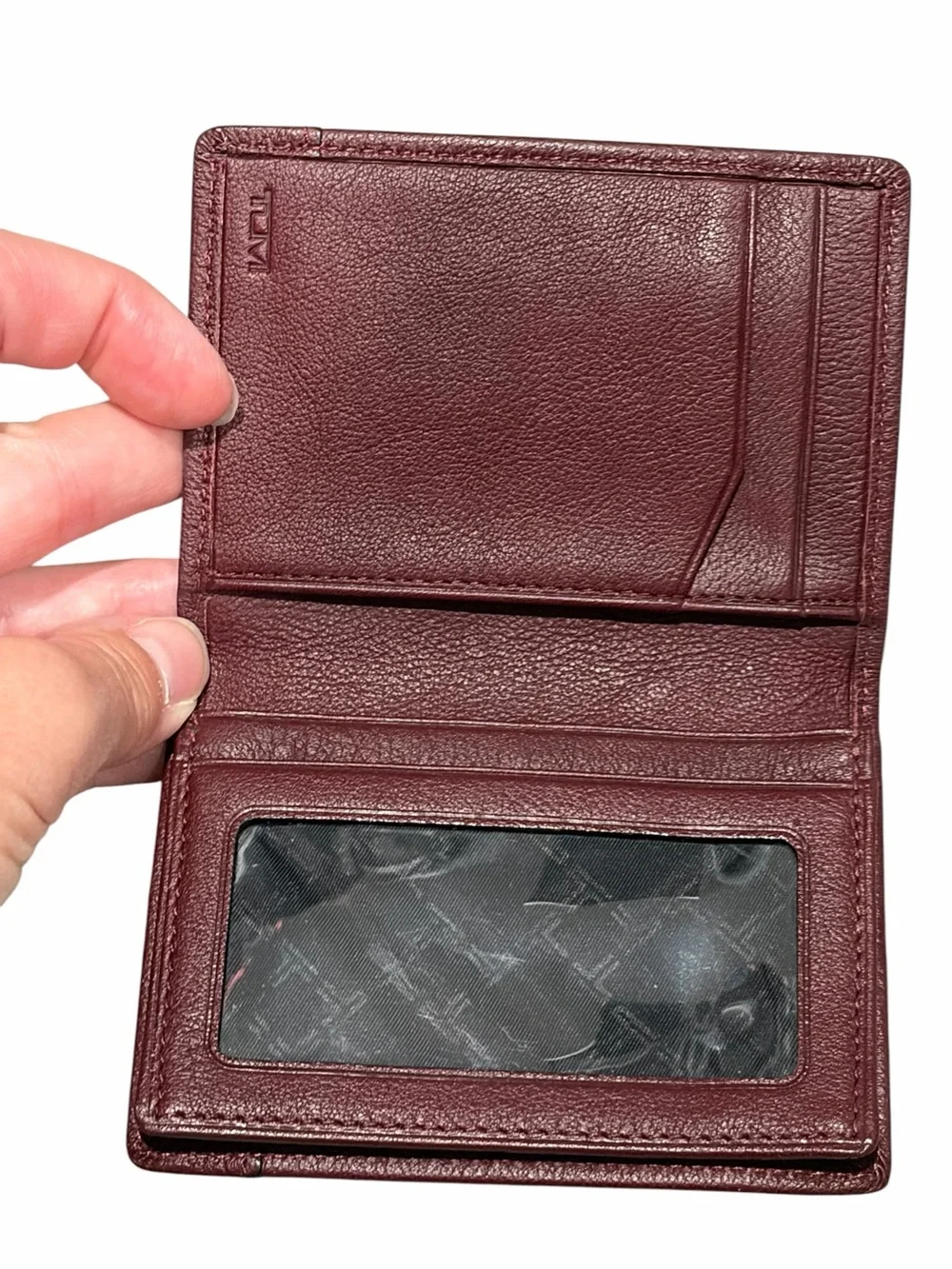 Tumi burgundy leather