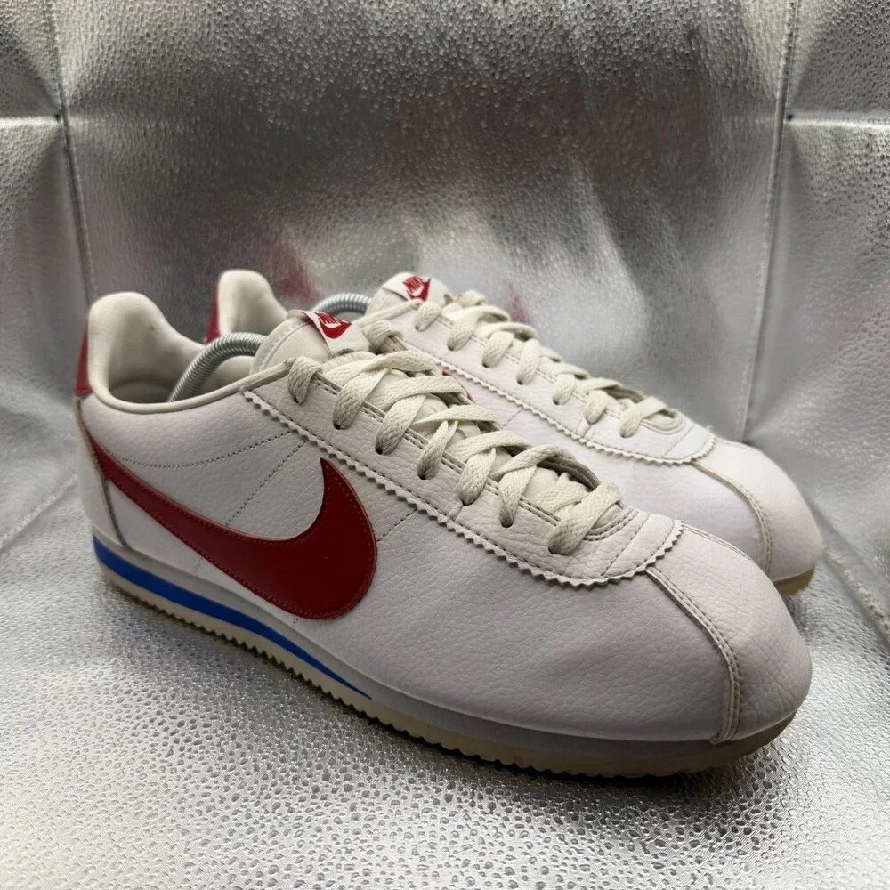 Size 12 Nike Classic Cortez Leather Forrest Gump White‎ Mens Sneakers 749571-154