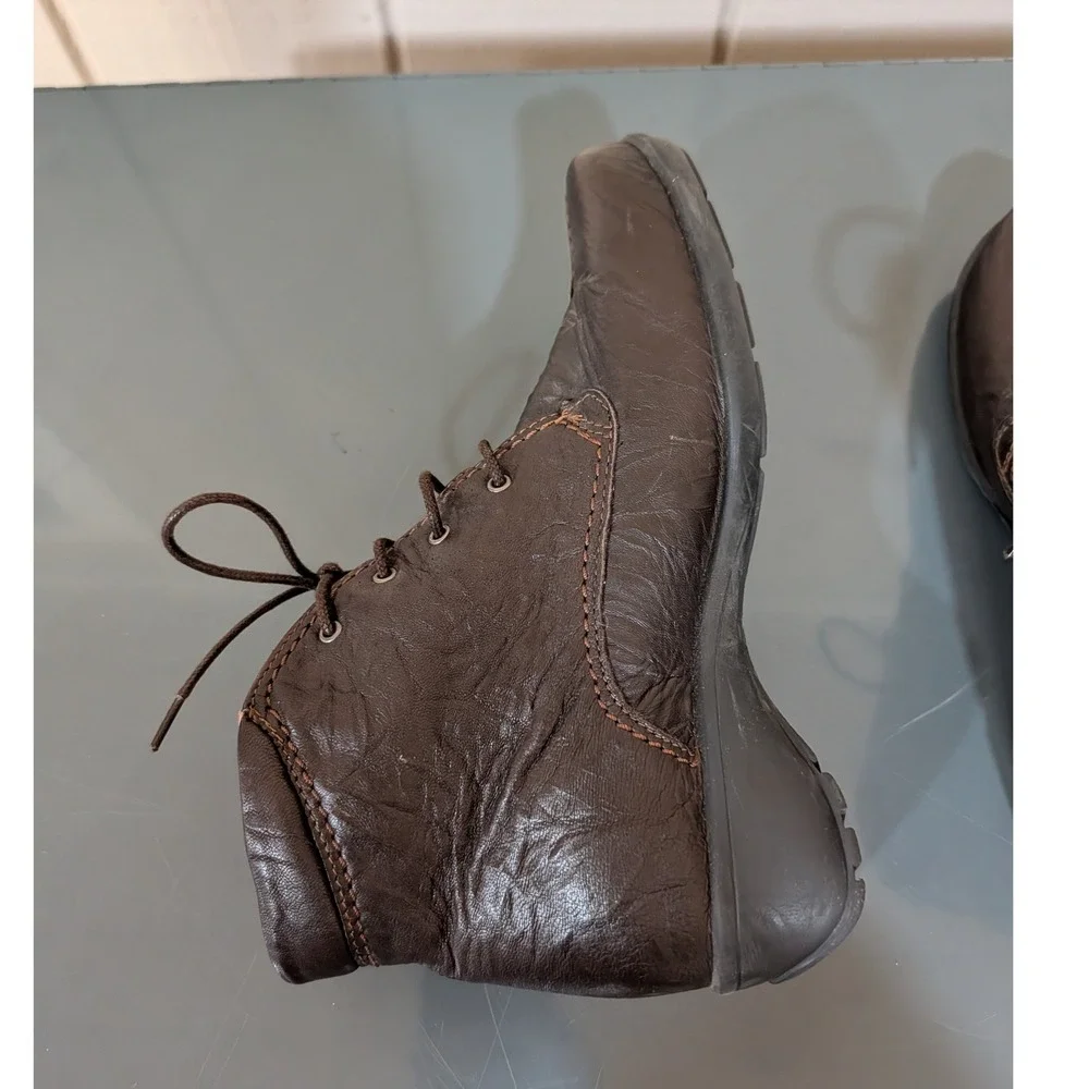 Sanita‎ Brown Leather Lace Up Ankle Boots Portugal Chuka Boot 37