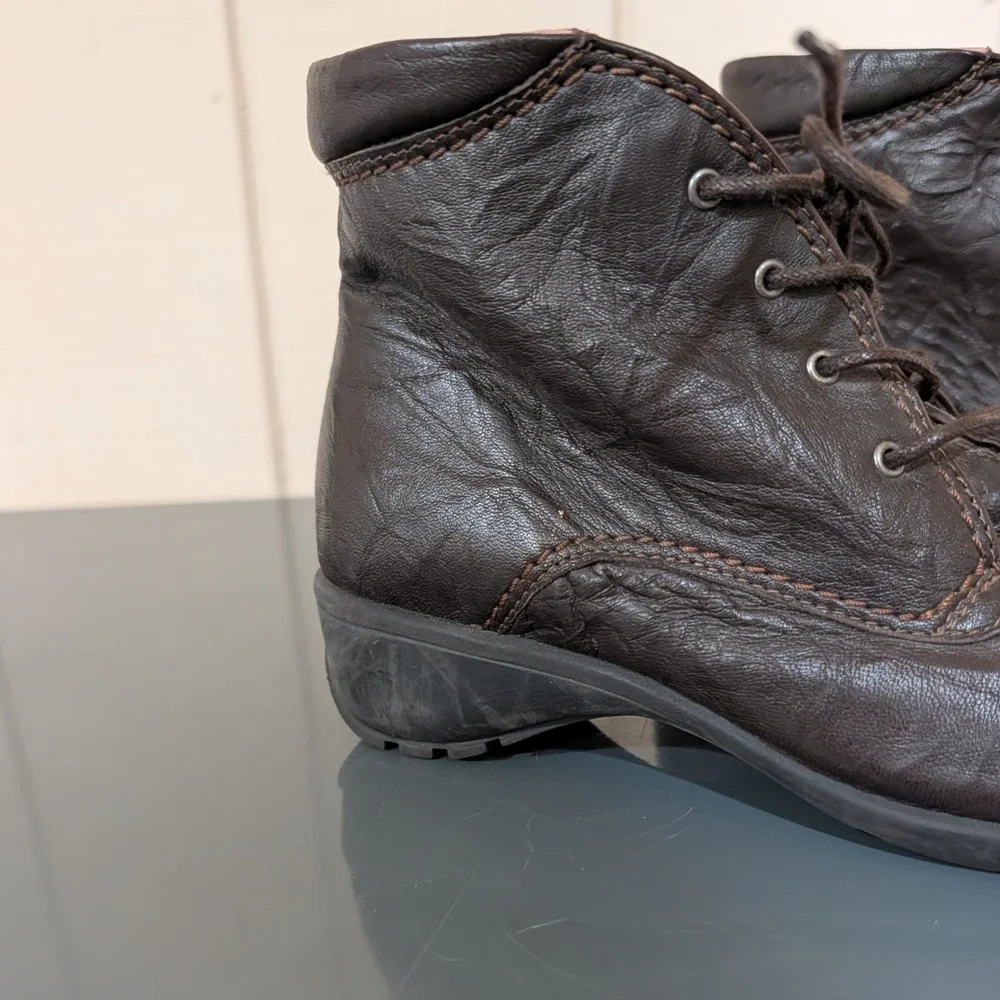 Sanita‎ Brown Leather Lace Up Ankle Boots Portugal Chuka Boot 37